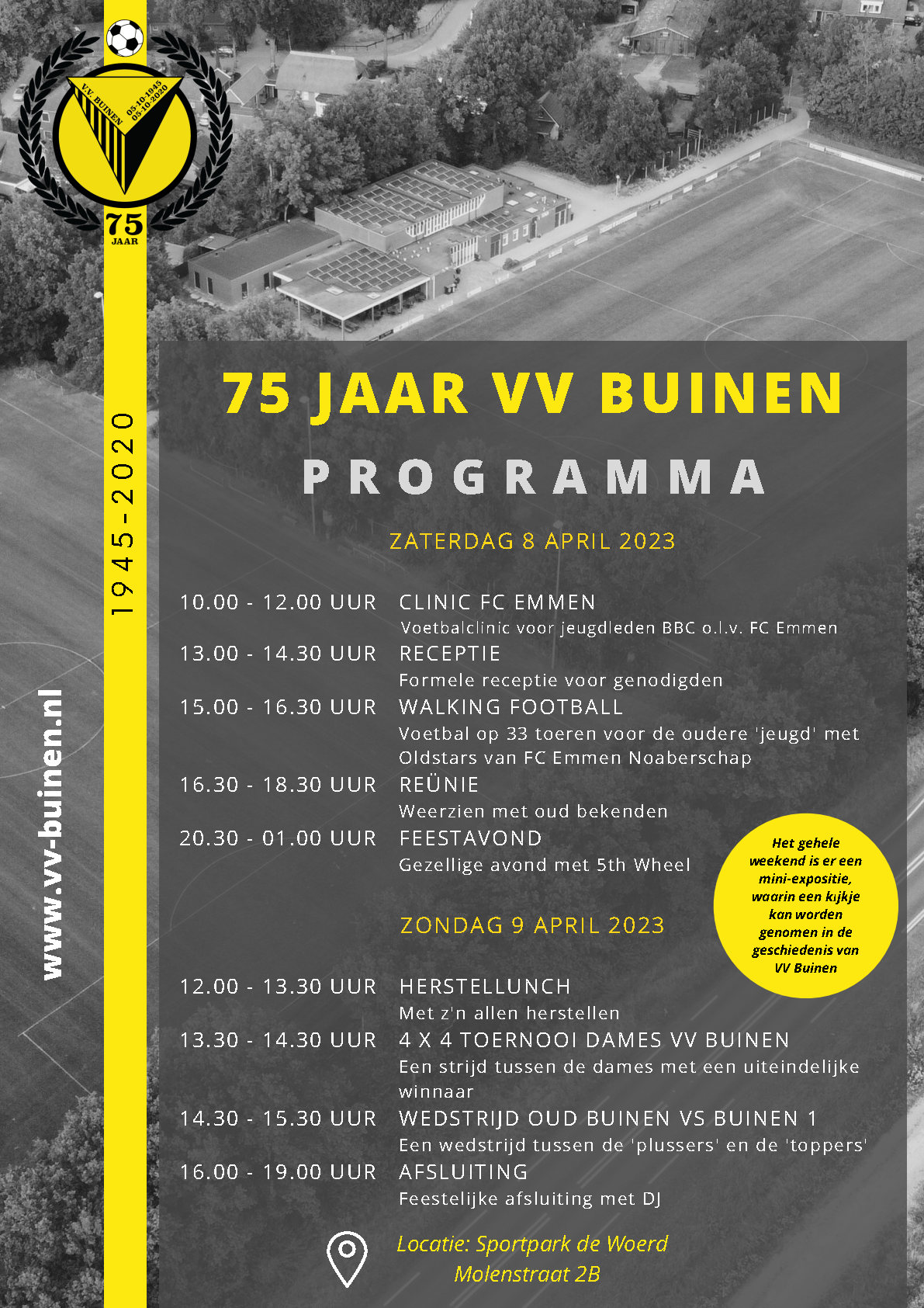 Programma jubileumfeest 75 jaar VV Buinen
