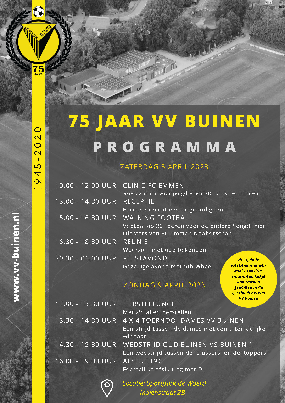 Programma jubileumfeest 75 jaar VV Buinen